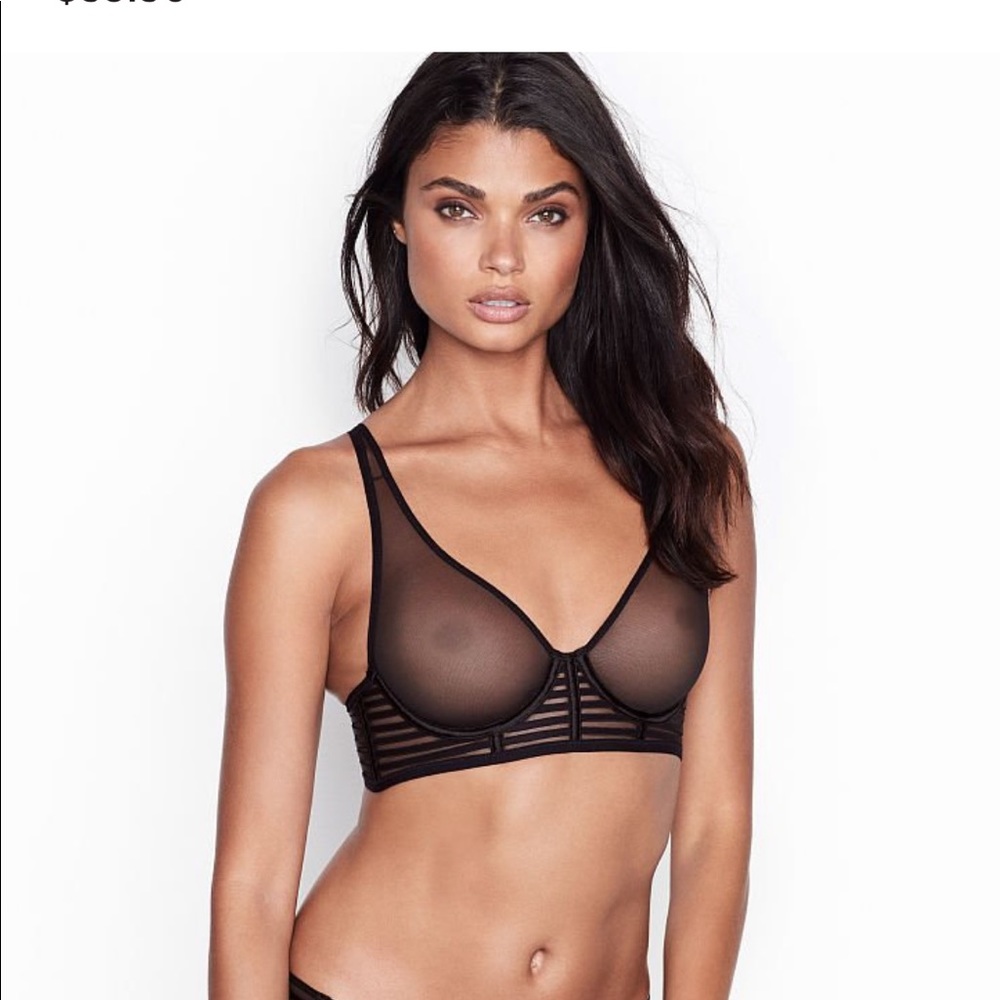VICTORIA SECRET UNLINED MESH FULL-COVERAGE PLUNGE BRA